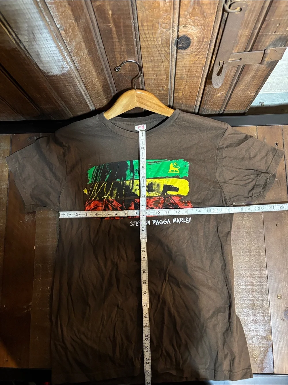 Stephen Ragga Marley Brown Graphic T-Shirt - Brown with Rasta Print